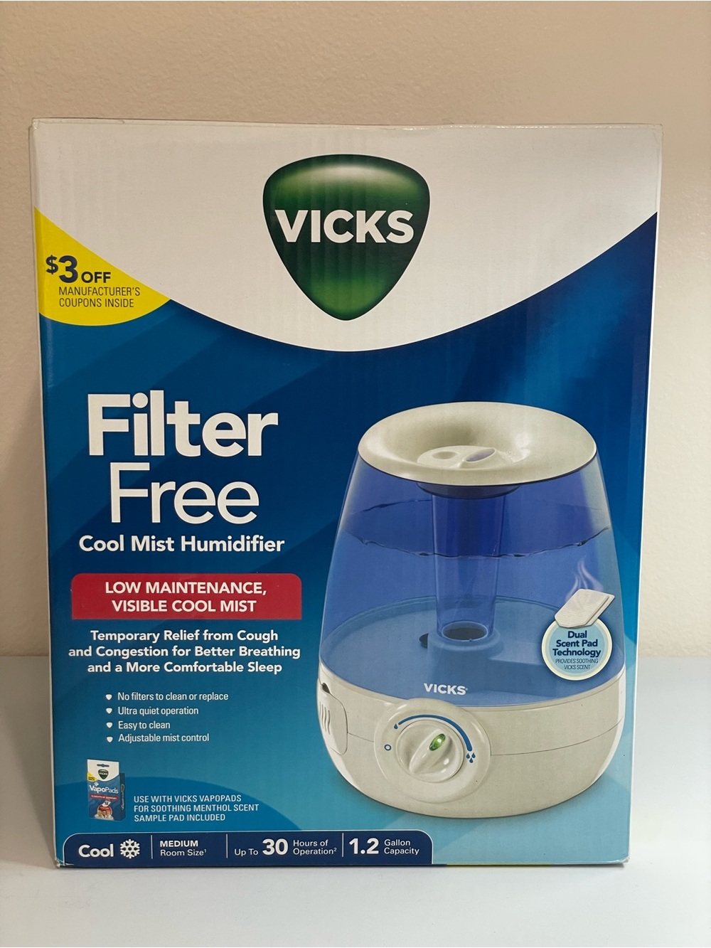 Vicks Filter Free Cool Mist Humidifier NWOT